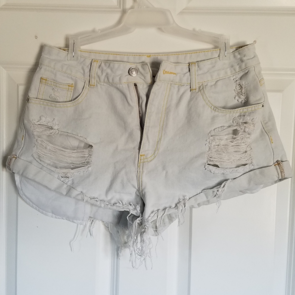 Ripped jean shorts